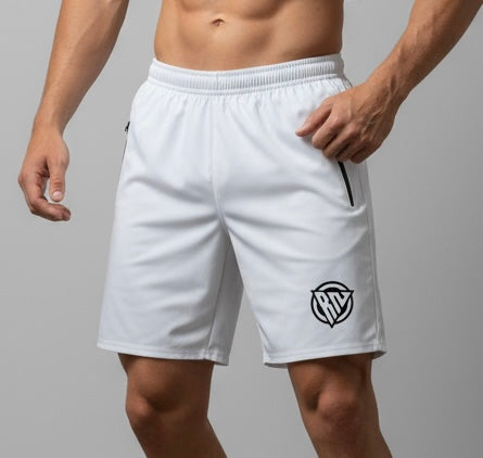 Short RN lines con cierres, dry fit y logo de gamuza|color blanco