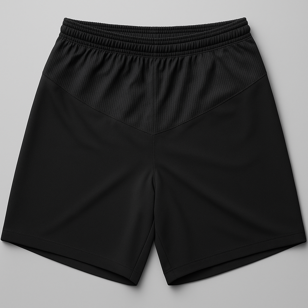 Short RN lines con cierres, dry fit y logo de gamuza|color negro
