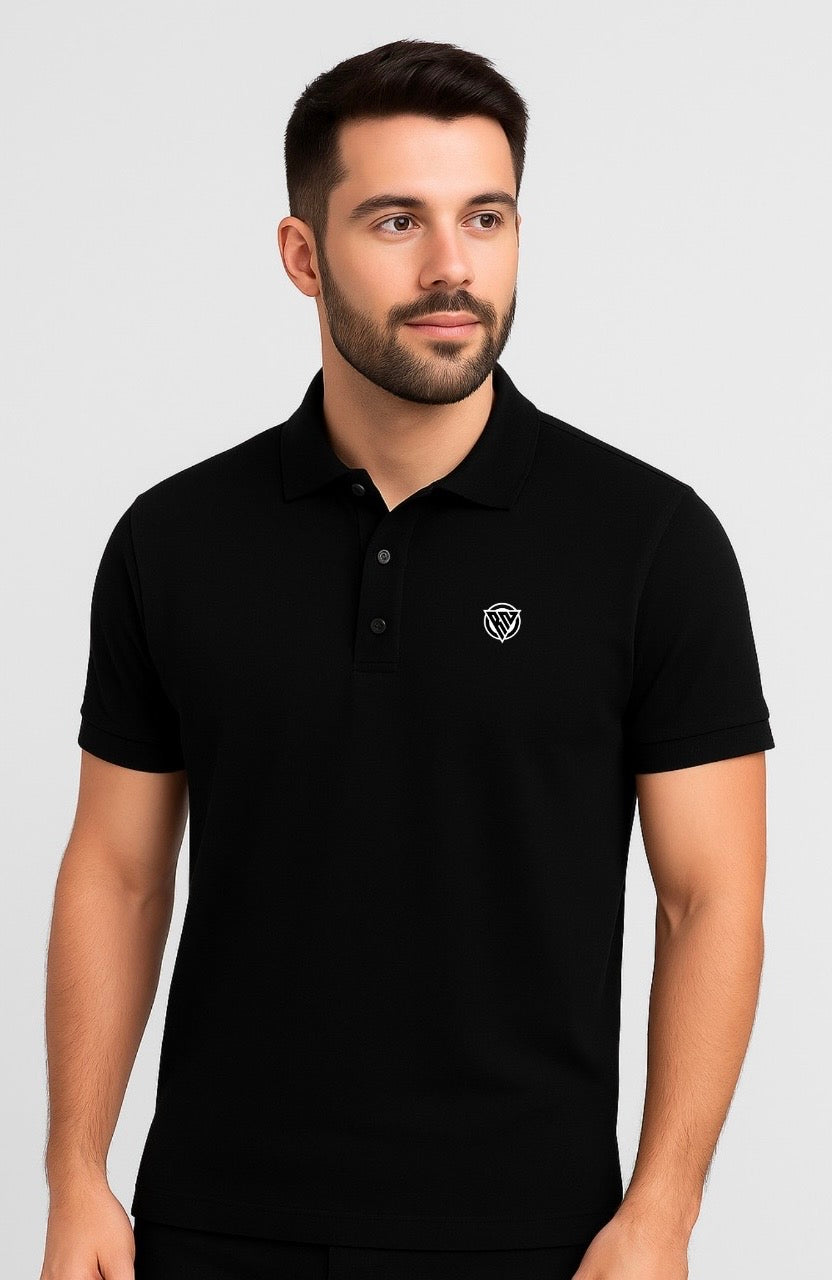 Playera estilo polo marca RN lines con ajuste en mangas y pecho