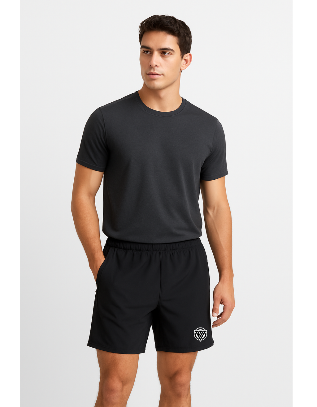 Short RN lines con cierres, dry fit y logo de gamuza|color negro