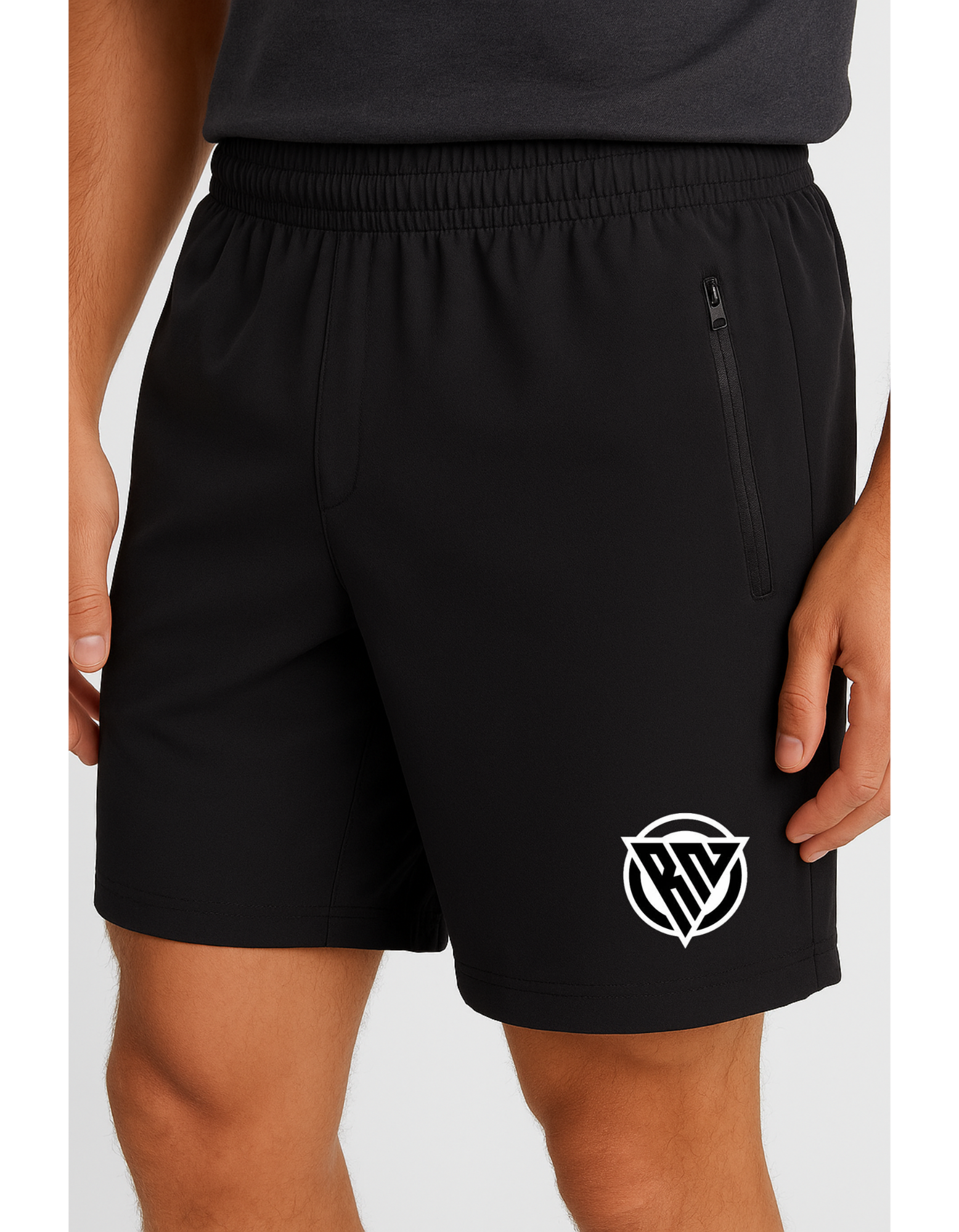 Short RN lines con cierres, dry fit y logo de gamuza|color negro