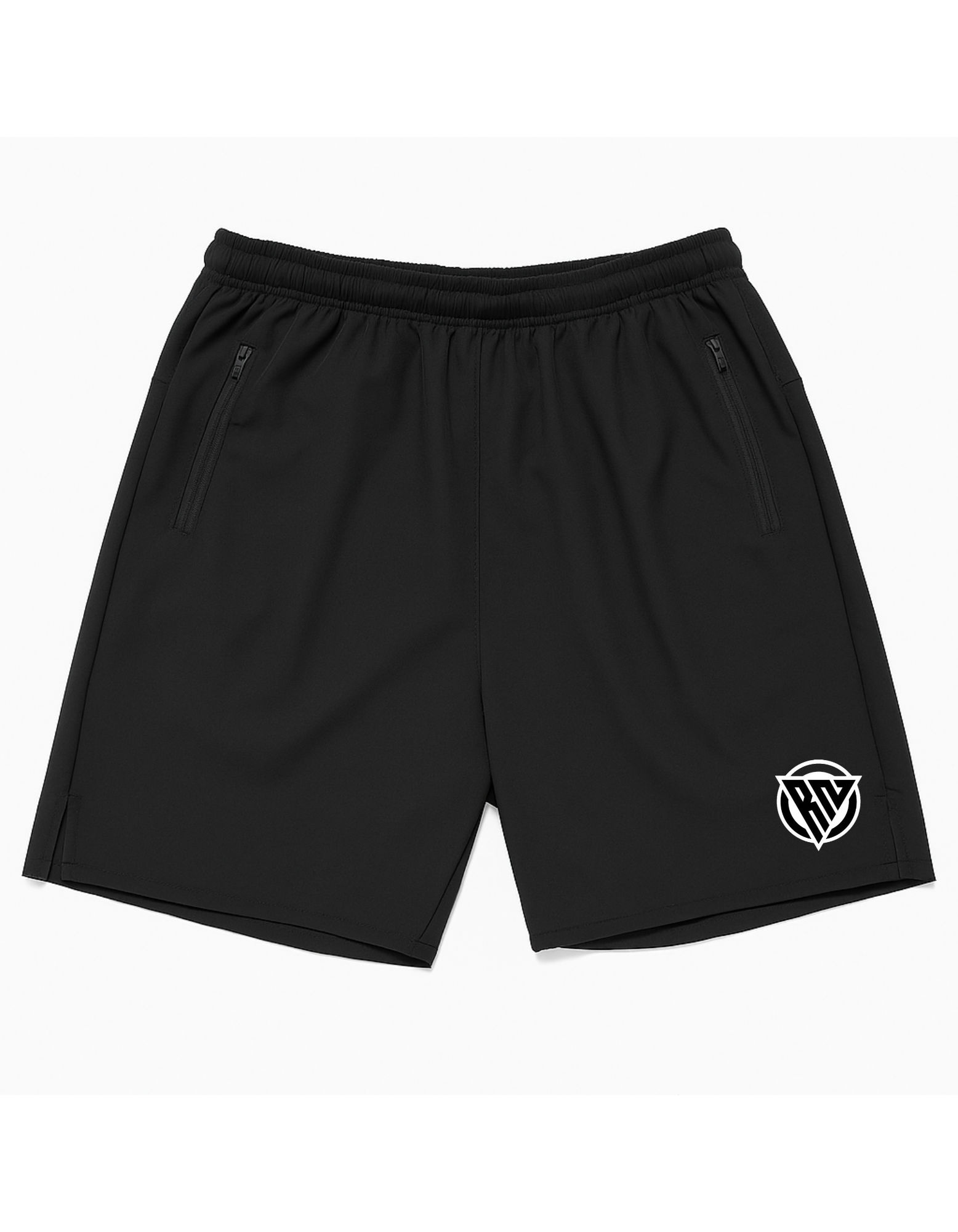 Short RN lines con cierres, dry fit y logo de gamuza|color negro