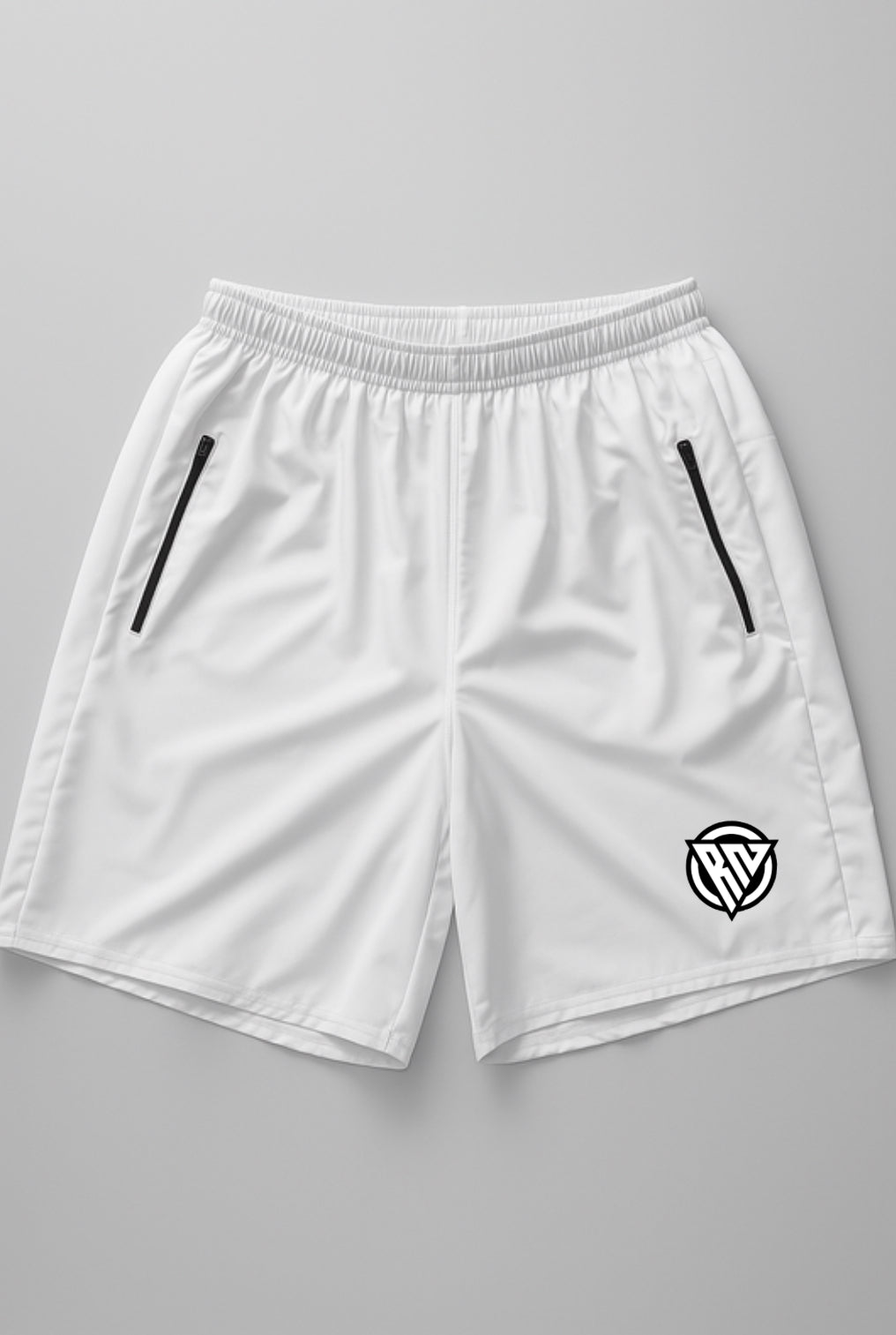 Short RN lines con cierres, dry fit y logo de gamuza|color blanco